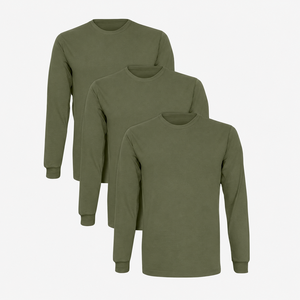 Camisetas Formales de Algodón para Hombre, Manga Larga, Cuello Redondo, Corte Regular, con Diseño de Patrón y Logotipo Frontal, 300 Gramos - Product Image 4