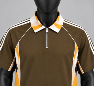Ensemble de survêtement pour homme en mousseline 260 GSM, imprimé abstrait, demi-zip, tenue décontractée d'été - Product Image 5