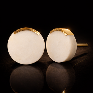 Shubham Handcrafted <b>Gold</b> White Luxury Marble Drawer <b>Knobs</b> for Kitchen <b>Cabinet</b> Hardware Decorative Stone Brass Dresser Pulls - Product Image 1