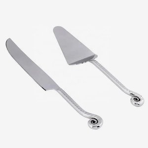 White Marble Handmade Handle Stainless Steel Gold Plated Wedding and Party <b>Cake</b> <b>Server</b> Cutter and Serving Set On Sale - Product Image 2