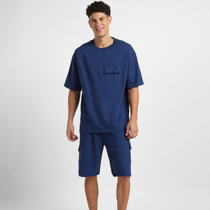 Men's Summer Terry Sportswear Set Short Sleeve <b>Top</b> Sport Shorts Breathable Lightweight Custom Print Streetwear Style OEM Service - Product Image 3