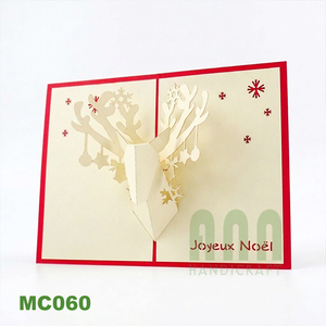 ANN HANDICRAFT MC060 Tarjetas de Invitación de Papel con Diseño de Ciervo en 3D, Cortadas con Láser, Estilo Pop-up, Hechas a Mano, Personalizadas para Navidad, Acabado Mate, Vietnam, 4 Colores - Product Image 6