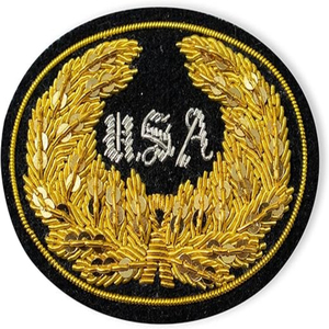 Handmade 3D Embroidery Badges Durable Washable Canvas Fabric Textile Blazer Patch Gold Bullion Wire OEM Custom Patches <b>Pocket</b> - Product Image 2