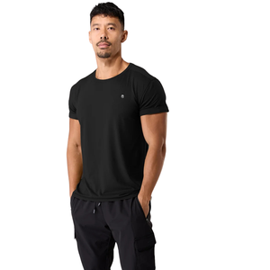 Camiseta Deportiva Ajustada de Algodón Elástico para Hombre con Mangas Enrollables, Ideal para Gimnasio y Entrenamiento, Venta al por Mayor OEM - Product Image 2