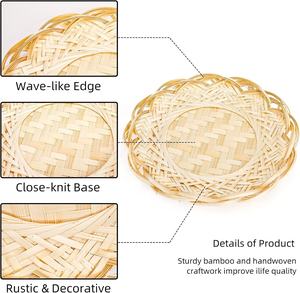 Cesta Redonda de Bambú Tejida para Servir |   Plato Ecológico para Exhibición de Alimentos en Restaurantes, Cocina y Picnic - Product Image 3