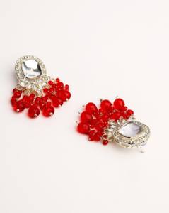 Pendientes de lujo con cuentas rojas pastel, hechos a mano, estilo Kundan, tono dorado tradicional, étnicos, para boda, venta al por mayor para mujer - Product Image 4