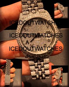 Montre Classique pour Homme en Acier Inoxydable avec Bracelet Moissanite, Style Affaires, 20mm 41mm, Boîtier Entièrement Sertie de Moissanite, Cadran Lumineux à Quartz 10 - Product Image 1