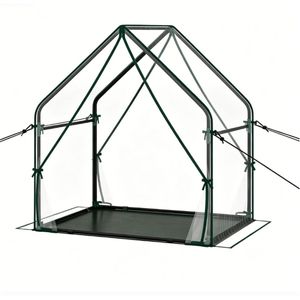 Invernadero Mini de Metal Resistente de 43" x 36" x 36" con Base Desmontable de PE y Cuerdas Antiviento, Ecológico - Product Image 2