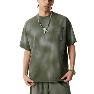 T-shirts unisexes surdimensionnés en coton 100% délavé à l'acide, 280 g/m², respirants, vierges et teints, pour la vente en gros de streetwear personnalisé - Product Image 2