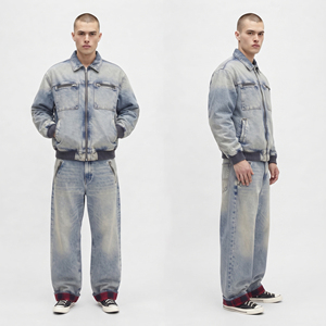 Mens <b>Denim</b> Tracksuit Two Piece Washed Jean <b>Jacket</b> Pants Set Heavyweight Cotton Streetwear <b>Denim</b> Jeans Tracksuits Men's - Product Image 6