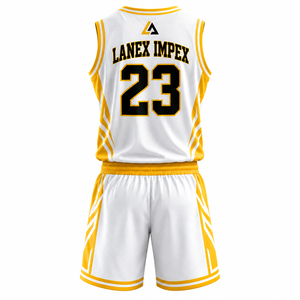 Ensemble de shorts et maillots de basketball personnalisés en gros pour hommes et jeunes – Tenue de basketball respirante en polyester avec sublimation intégrale pour équipe - Product Image 3