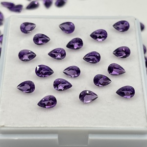 Ametista Africana Natural Pulida, Corte Pera, Color Morado Intenso, 6x4 mm, Grado AA, Gema Suelta Premium - Product Image 1