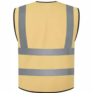 Chaleco de Seguridad Reflectante Amarillo para Hombre con Cierre de Cremallera y Múltiples Bolsillos, Ropa de Trabajo Informal, Chaleco Utilitario Transpirable de Poliéster - Product Image 3