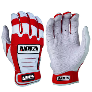 Guantes de Bateo de Cuero Personalizados en Negro/Blanco, Acolchados, con Cierre de Hebilla Ambidiestra, Tejido de Punto, para Entrenamiento de Béisbol para Adultos, en Varios Tamaños - Product Image 1