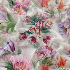 Tela de Chifón Floral de 54/55 Pulgadas de Ancho, Ligera y Transparente, para Disfraces, Bufandas, Chales y Textiles para el Hogar - Product Image 1