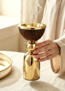 Luxury Stainless Steel Bakhoor Burner with Pedestal Base and Decorative Bowl for Incense Burning <b>Home</b> Decor and Tabletop - Product Image 2
