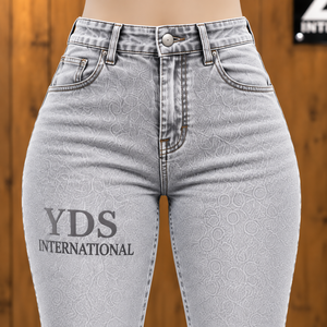 Vaqueros de mezclilla de cintura alta para mujer, de pierna ancha, estilo acampanado, con dobladillo acampanado, estilo cómodo, diseño personalizado, ropa casual, ajuste a la moda - Product Image 4