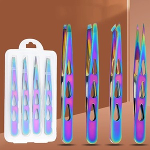 BAFA SURGICAL INSTRUMENTS – Kit de 4 pinces à épiler professionnelles pour sourcils, pointes droites, durables, légères, en acier inoxydable, design élégant - Product Image 5