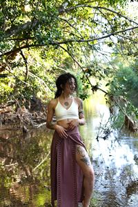 Jupe longue fendue en coton bohème pour femme, fluide, idéale pour festival, danse, été, plage, tenue de soirée, confortable et légère - Product Image 4