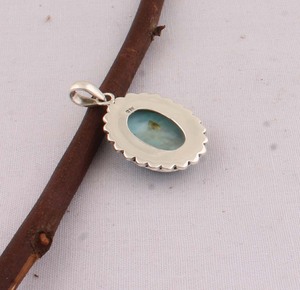 Pendentif vintage en argent sterling 925, collier en larimar naturel pour femmes, bijoux artisanaux faits à la main, fabrication artisanale - Product Image 5