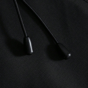 Blouson à capuche noir coupe-vent demi-zippé décontracté couleur unie en polyester coupe régulière pour l'automne - Product Image 4