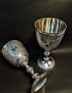 Copa de latón dorada grabada, hecha a mano y soplada a mano, de 51-100 ml de capacidad, para rituales judíos, la más vendida. - Product Image 4