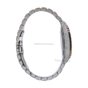 Montre analogique automatique de luxe pour homme, en acier inoxydable, résistante à l'eau 100 bars, avec verre en diamant simulé, style hip-hop moderne - Product Image 4