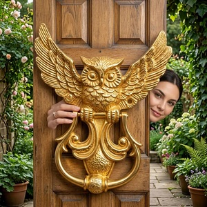 <b>Beads</b> Art Traditional Cast Iron Owl <b>Door</b> Knocker Eco-Friendly Waterproof Outdoor Home Decor Durable Self-Adhesive Installation - Product Image 3