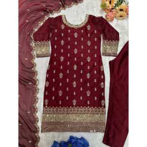 Conjunto de traje de fiesta para mujer de diseñador Top y pantalón con Dupatta elegante - Product Image 1