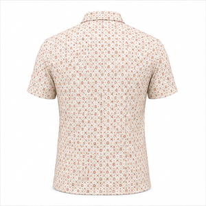 Polo de Manga Corta para Hombre Trackstar, Color Crema Coral, Estampado Geométrico, Cuello con Botones, Camisa Casual de Golf, Logotipo Personalizado - Product Image 3