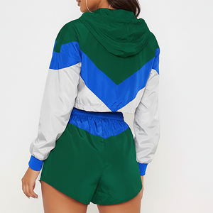 Conjunto de 2 Piezas de Chaqueta Corta de Alta Calidad para Mujer, 100% Algodón, con Encaje por Encima de la Rodilla, Chaqueta Corta con Bloques de Color, Logotipo Personalizado, Chándal - Product Image 6