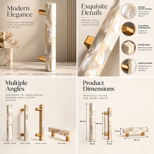 Tirador de Mueble con Incrustaciones de Nácar, Acabado en Latón Dorado, Tirador Decorativo para Puerta, Herraje para Muebles - Product Image 6