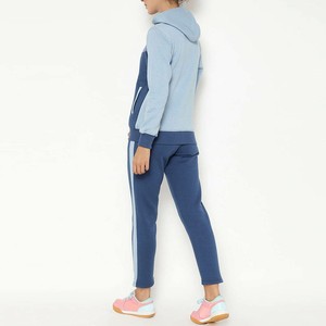 Ensemble de survêtement décontracté pour femme, uni, délavé à l'acide, à capuche, avec fermeture éclair, manches longues, bleu rose, pour l'automne, confortable - Product Image 2