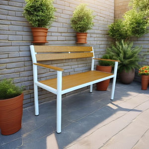 Patio <b>Bench</b> Chair Set Coffee Table Outdoor Waterproof Durable <b>Metal</b> + PS Slat Modern Design Farmhouse School Hospital Park Use - Product Image 2