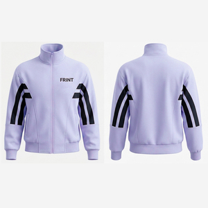 Chaquetas de invierno para mujer con cuello, manga larga, holgadas, con cremallera y rayas, abrigos OEM ODM, logotipo personalizado, sudadera con capucha lisa, forro polar 100% - Product Image 3