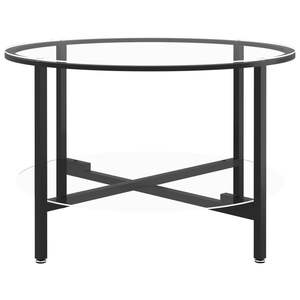 Table basse élégante en verre trempé noir et transparent avec base en fer thermolaqué - Product Image 3