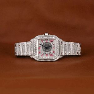 Montre de luxe antique ETA avec diamants pour homme, en acier inoxydable, mouvement à quartz analogique carré, chiffres romains, verre saphir, bracelet déployant - Product Image 1