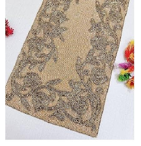 Camino de Mesa Bordado a Mano con Cuentas de Calidad de Exportación, Camino de Mesa con Parches de Cuentas de la India al Precio Más Bajo - Product Image 4
