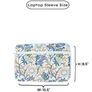 Eco Friendly Luxurious Jaipur Hand Block Printed Floral Quilted Cotton <b>Laptop</b> Sleeve Multi Pockets Skin Friendly for Office Use - Product Image 6