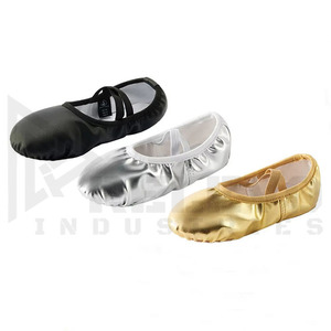 Chaussons de danse personnalisés en cuir véritable avec semelle en daim et sangle élastique, couleurs métalliques, pour filles et femmes, entraînement en gros - Product Image 2