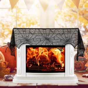 2pcs Halloween Mantle Scarf 96"x18" Soft Anti-Crease Black Lace with Spider Web & Bat Design Halloween Decorations - Product Image 3