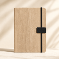 Carnet en cuir à grain de bois naturel LABON A5, pages vierges professionnelles, pour logo personnalisé, esthétique écologique, minimaliste, pour le bureau