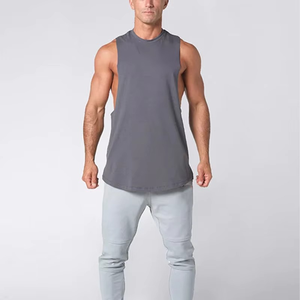 Débardeur en tricot uni sans manches pour homme, col rond, grande taille, décontracté, 100% coton - Product Image 3