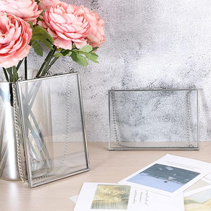 Meilleur prix de gros, cadre photo rectangulaire en verre transparent avec bordure en métal, pour fleurs pressées, décoration murale - Product Image 3
