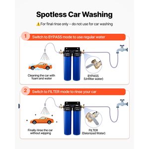 Sistema di Lavaggio Auto Senza Macchie 2x4L con Valvola Bypass per Resina DI e Misuratore TDS - Filtro Acqua Deionizzata per Lavaggio Auto Senza Aloni - Product Image 4