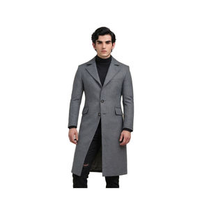 Abrigo Largo de Lana Gris para Mujer con Solapa Entallada, Cierre de Botón Único, Grueso y Cálido para Invierno, Prenda Exterior Formal - Product Image 2