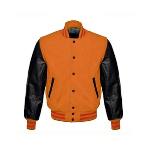 เสื้อแจ็คเก็ตวาร์ซิตี้สีเขียวสำหรับผู้ชาย แขนหนัง PU สีดำ ปกคอพับ สไตล์ลำลองสำหรับฤดูใบไม้ร่วง ทรงปกติ - Product Image 2