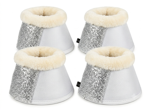 Nuevas Botas de Tendón para Caballo GLITTER con Forro de Cuero y Piel Sintética en Plata y Negro, Empaque con Logotipo Personalizado - Product Image 3