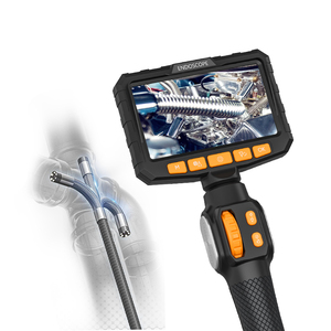 Boroscopio industrial con lente de 6 mm, pantalla de 5 pulgadas, 6 LED, iluminación impermeable, articulación de 360°, duradero para reparación mecánica - Product Image 1