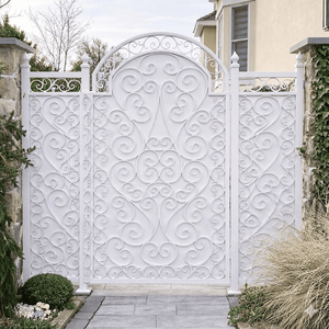 Luxury Wrought Iron Metal Exterior Double Entry High Quality Anti-Theft Durable Modern Fiberglass <b>Swing</b> Outdoor Decoration House - Product Image 2
